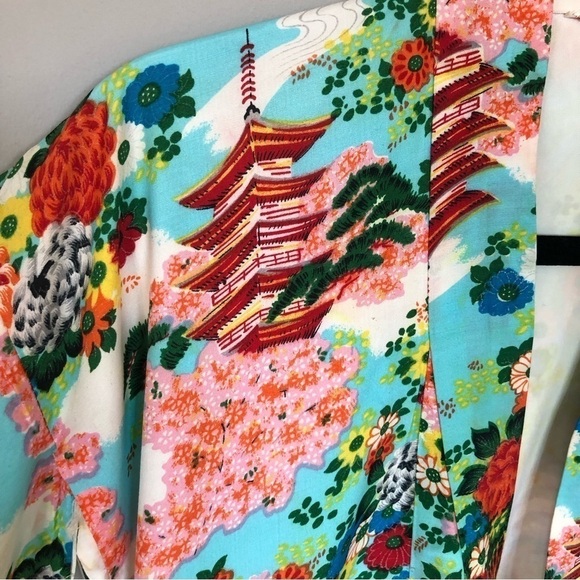 VINTAGE made in Japan kimono robe duster colorful - Picture 5 of 14